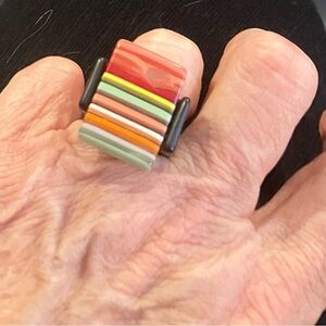 Ring vintage SOBRAL Brazil designer multicolor size 7.5